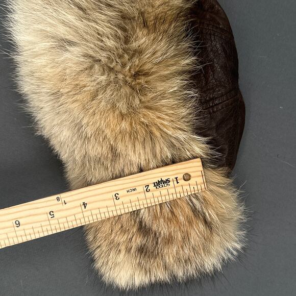 Vintage Natural Coyote Fur Leather Hat Crowncap Canada Winter Glam Russian Ski main image 13